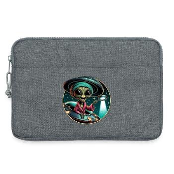 Alien detective in UFO light - Laptop bag 13" - heather grey - Front