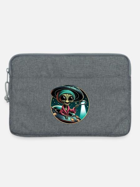 Außerirdischer Detektiv im UFO-Licht - Laptoptasche 13" - Grau meliert