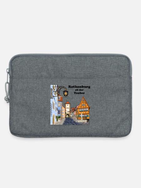 Rothenburg ob der Tauber, Bayern, Zeichnung - Laptoptasche 13" - Grau meliert