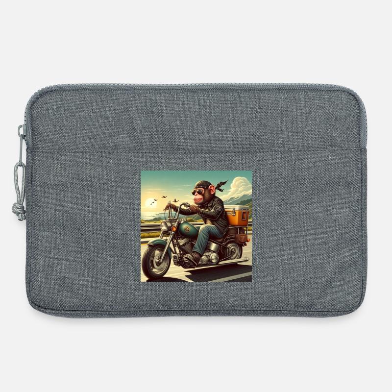 Affe auf Motorrad - Laptoptasche 13" - Grau meliert