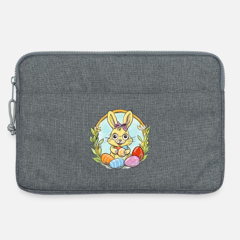 Osterhäschen mit farbigen Eiern - Laptoptasche 13" - Grau meliert