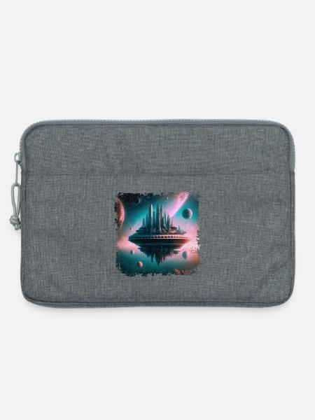 schwebende Stadt im Universum - Laptoptasche 13" - Grau meliert