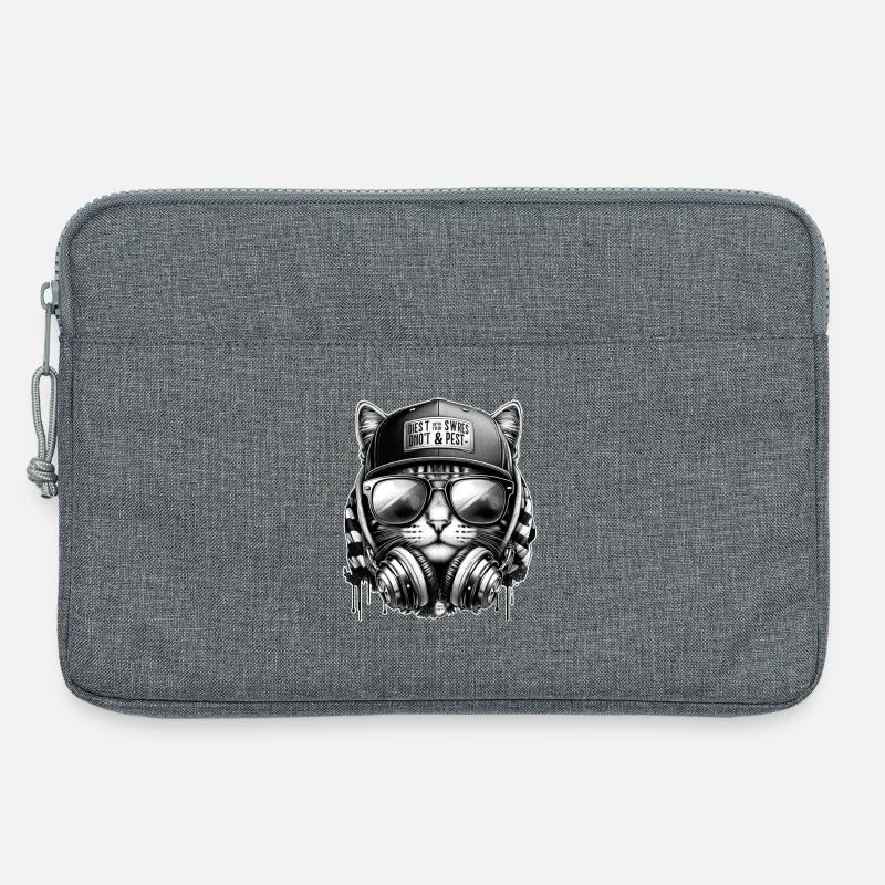 Katze DJ mit Kopfhörer Cap - Laptoptasche 13" - Grau meliert