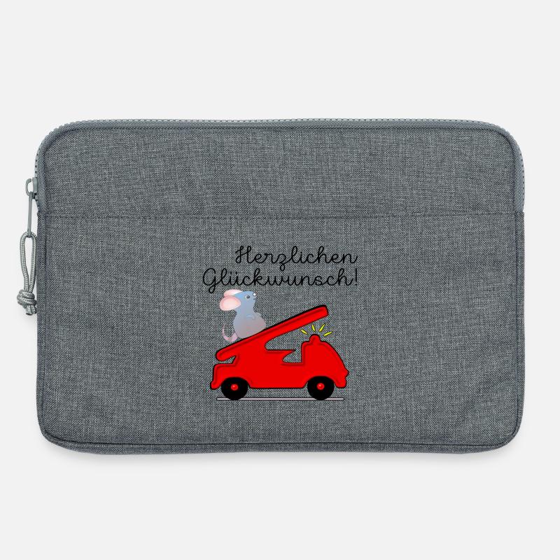 KINDERGEBURTSTAG FEUERWEHRAUTO - Laptoptasche 13" - Grau meliert