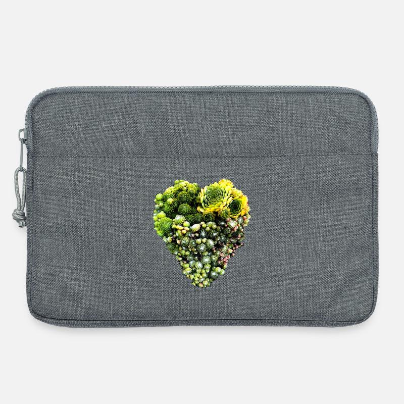 Hauswurz Herz - Sempervivum - Dachwurz  - Laptoptasche 13" - Grau meliert