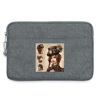 Belle fille dans le style steampunk - Sacoche pour ordinateur portable 13 pouces - gris chiné - Devant