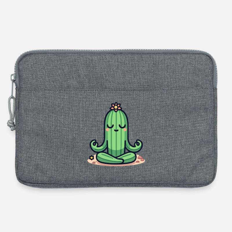 Zen-Kaktus - Friedliche Pflanzenpose - Laptoptasche 13" - Grau meliert