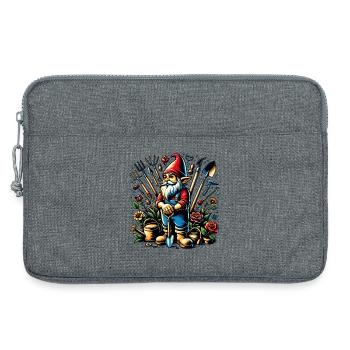 Bunter,lebendiger Gartenzwerg umgeben von Werkzeug - Laptoptasche 13" - Grau meliert - Vorne