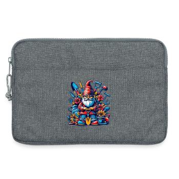 Nain de jardin coloré et sinistre avec des fleurs et des outils - Sacoche pour ordinateur portable 13 pouces - gris chiné - Devant