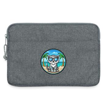 Léopard des neiges bébé chat race dessin animé lunettes de soleil plage - Sacoche pour ordinateur portable 13 pouces - gris chiné - Devant