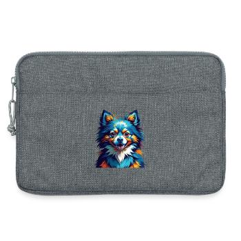 Spitz de Poméranie Race de chien Dessin animé coloré Kawaii - Sacoche pour ordinateur portable 13 pouces - gris chiné - Devant