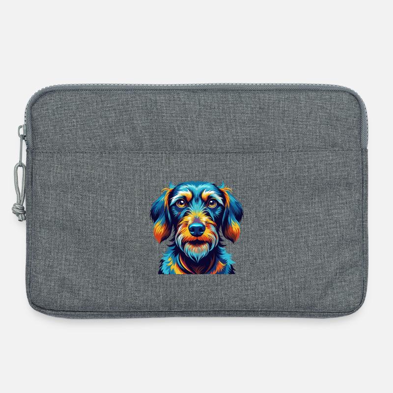 Drahthaariger Dackel Hunderasse Karikatur Kawaii - Laptoptasche 13" - Grau meliert