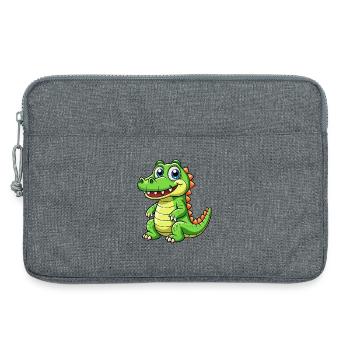 Alligator Niedliche Zeichentrickfigur Kawaii Clipart - Laptoptasche 13" - Grau meliert - Vorne