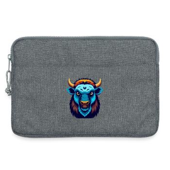 Bison coloré Kawaii Dessin animé Personnage Clipart - Sacoche pour ordinateur portable 13 pouces - gris chiné - Devant