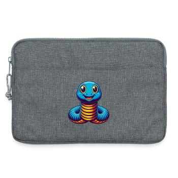 Ver de terre coloré Kawaii personnage de dessin animé Animal de compagnie - Sacoche pour ordinateur portable 13 pouces - gris chiné - Devant