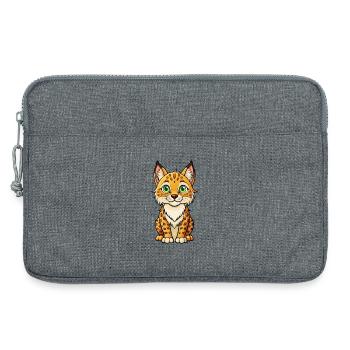Luchs Niedliche Zeichentrickfigur Kawaii Clipart - Laptoptasche 13" - Grau meliert - Vorne