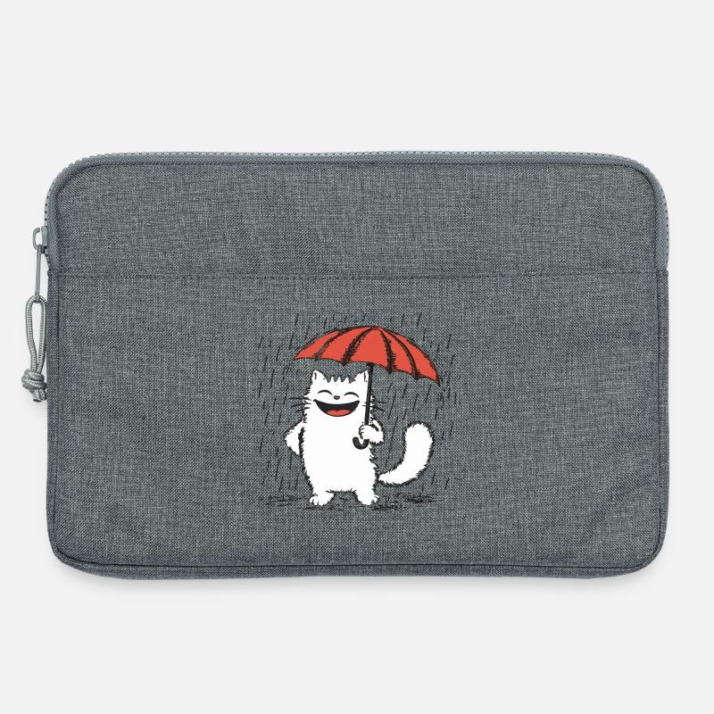 Glückliche Katze unter Regen - Laptoptasche 13" - Grau meliert