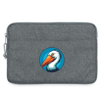 Pélican mignon drôle Kawaii dessin animé Animal Animal Logo - Sacoche pour ordinateur portable 13 pouces - gris chiné - Devant