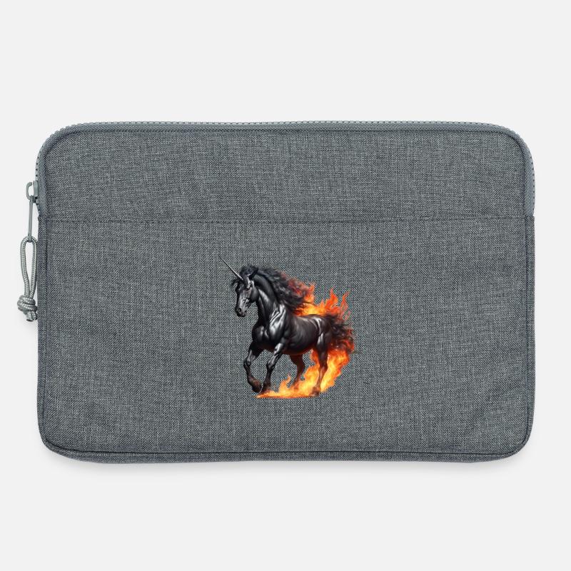 Das mächtige schwarze Einhorn - Laptoptasche 13" - Grau meliert