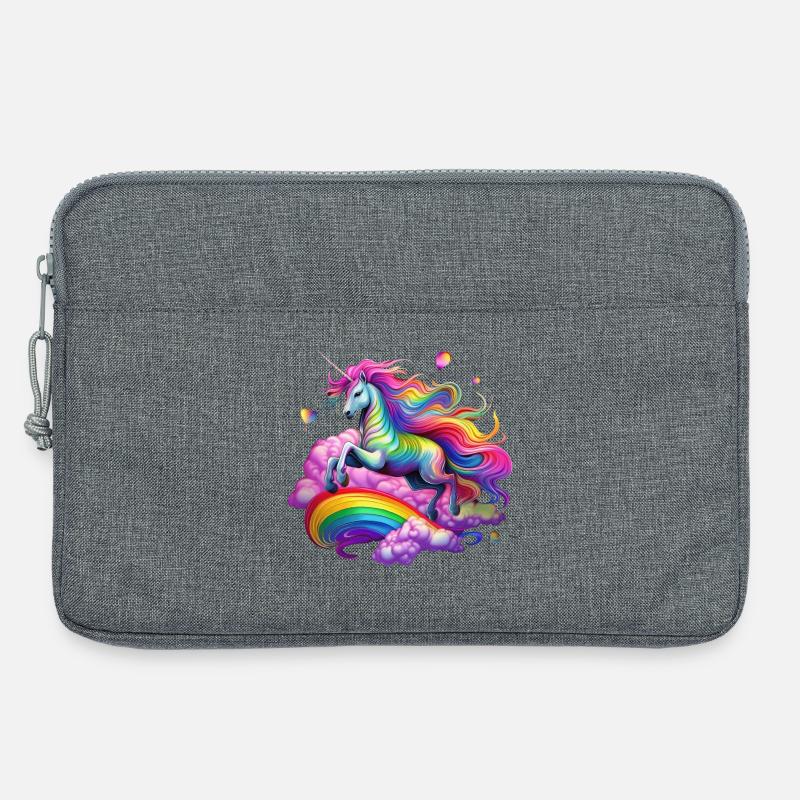 Fee Regenbogen Einhorn - Laptoptasche 13" - Grau meliert