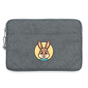Lapin Kawaii Dessin animé Personnage Animal Animal Visage - Sacoche pour ordinateur portable 13 pouces - gris chiné - Devant