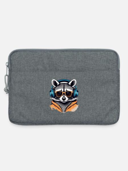 Cool Waschbär mit Kopfhörern und Sonnenbrille - Laptoptasche 13" - Grau meliert