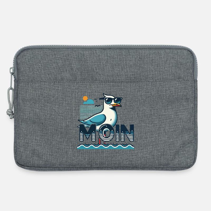 Moin - Norddeutsch, Plattdeutsch mit cooler Möwe - Laptoptasche 13" - Grau meliert