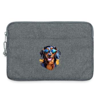 Dackel mit Sonnenbrille - Laptoptasche 13" - Grau meliert - Vorne