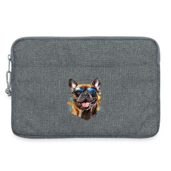 Frenchie mit Sonnenbrille - Laptoptasche 13" - Grau meliert - Vorne