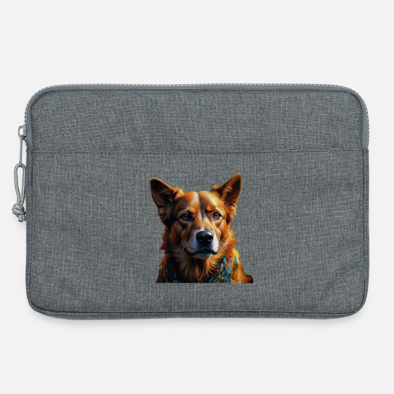 Buntes Hundeporträt Schal - Laptoptasche 13" - Grau meliert