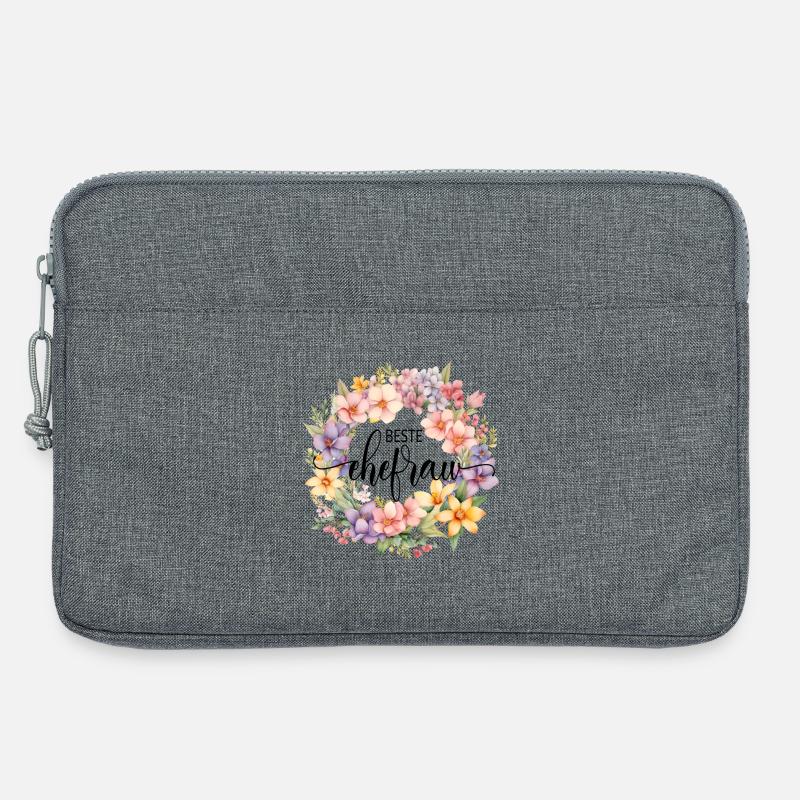 Beste Ehefrau! Floral, personalisierbar - Laptoptasche 13" - Grau meliert