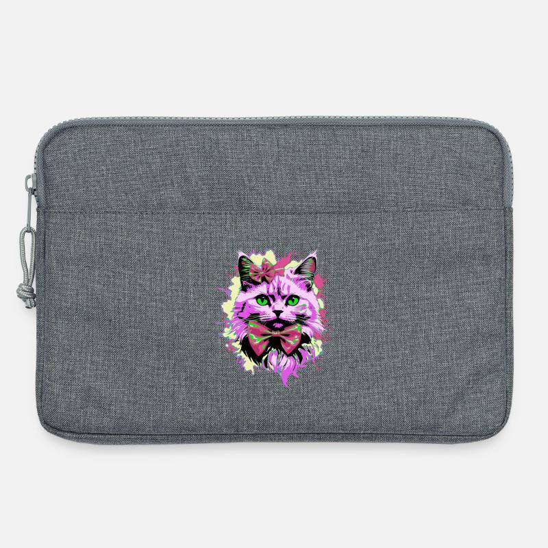 Neonkatze mit Fliege - Laptoptasche 13" - Grau meliert