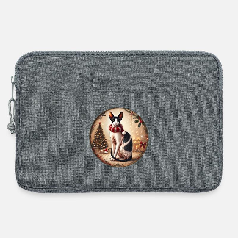 Weihnachtsporträt mit Sphynx - Laptoptasche 13" - Grau meliert