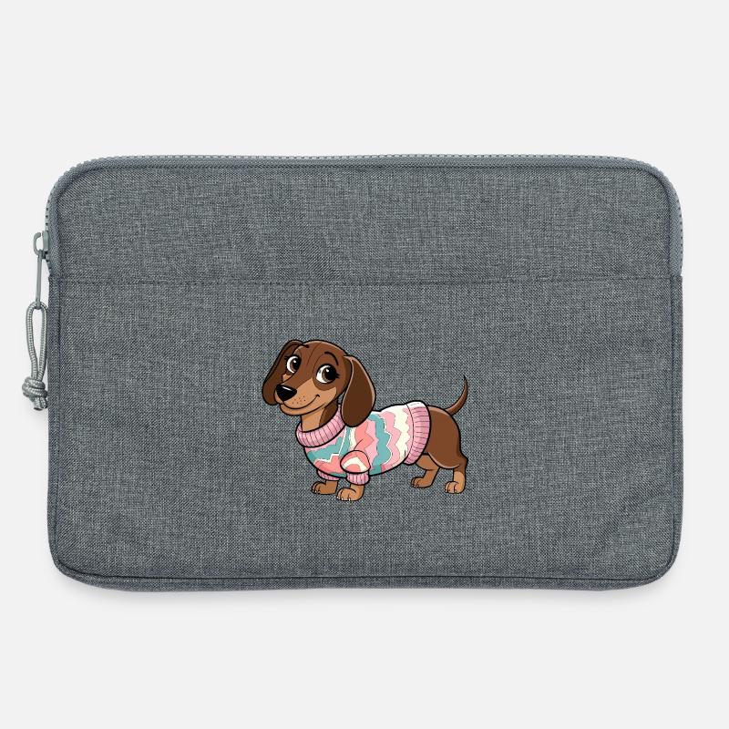 Kuscheliger Pullover Dackel - Laptoptasche 13" - Grau meliert