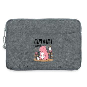 Capybara détendu avec des amis - Sacoche pour ordinateur portable 13 pouces - gris chiné - Devant