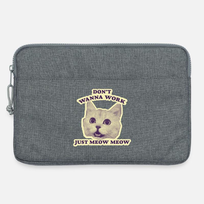 Don't Wanna Work – Lustige Katze - Laptoptasche 13" - Grau meliert