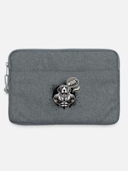 Tattoo-Mastiff mit Ketten WOOF - Laptoptasche 13" - Grau meliert