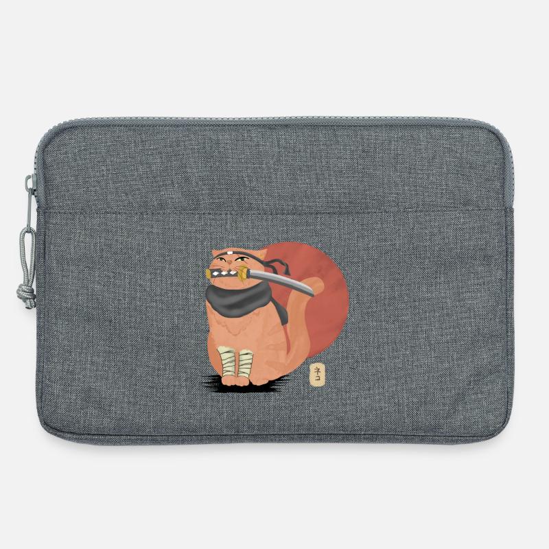 Samurai Cat with Katana - Laptop bag 13" - heather grey