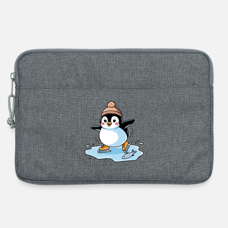 Schlittschuh-Pinguin - Laptoptasche 13" - Grau meliert