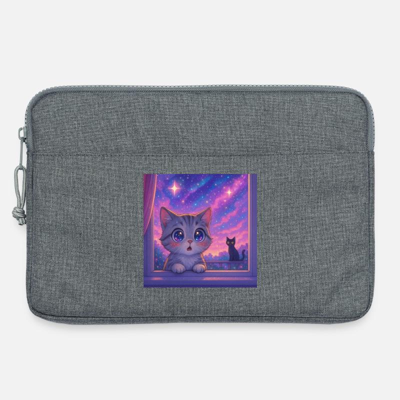 Kosmische Katze mit Sternenaugen - Laptoptasche 13" - Grau meliert