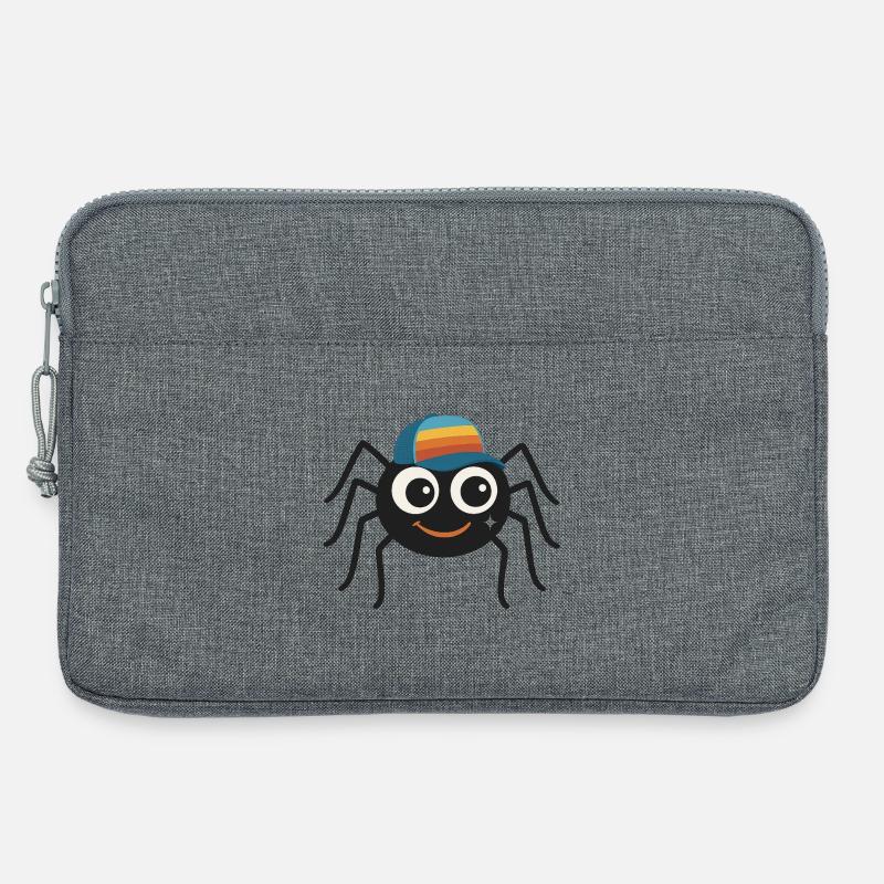 Coole Spinne mit Retro-Cappy – süß & frech - Laptoptasche 13" - Grau meliert