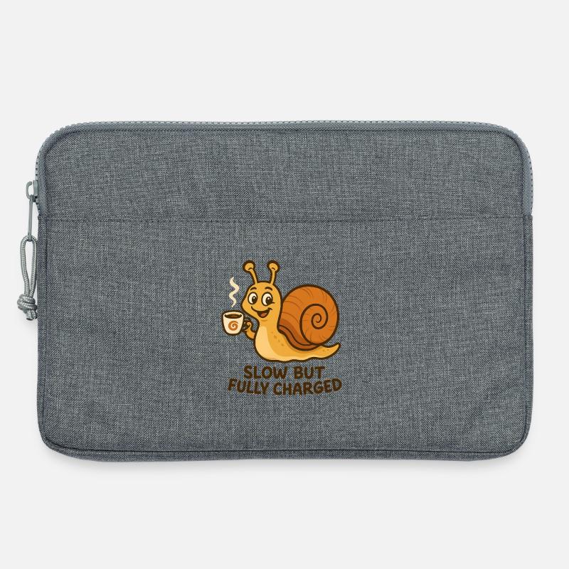 Lustige Schnecke mit Kaffee - Laptoptasche 13" - Grau meliert