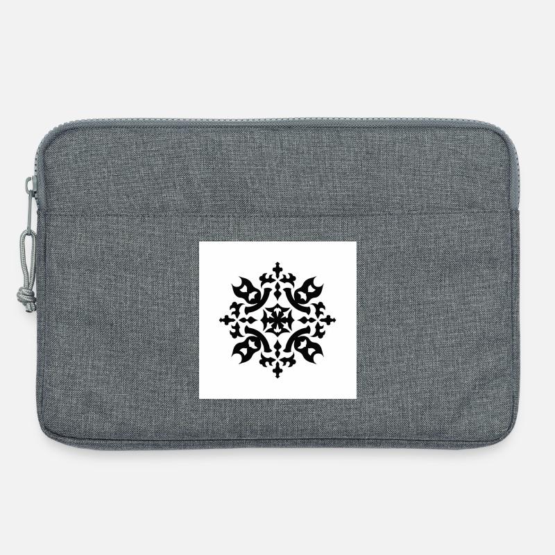 Kompliziertes schwarzes Schneeflockenmuster - Laptoptasche 13" - Grau meliert