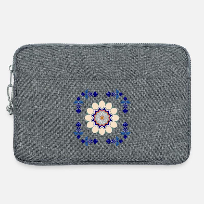 Retro Blüten Fliese - Laptoptasche 13" - Grau meliert