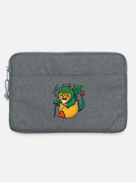Drachenkatze im Fantasy-Design - Laptoptasche 13" - Grau meliert