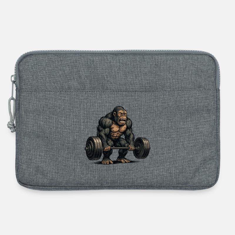Ästischer Affe mit Hantel - Laptoptasche 13" - Grau meliert