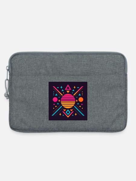Geometrisches Synthwave-Muster - Laptoptasche 13" - Grau meliert