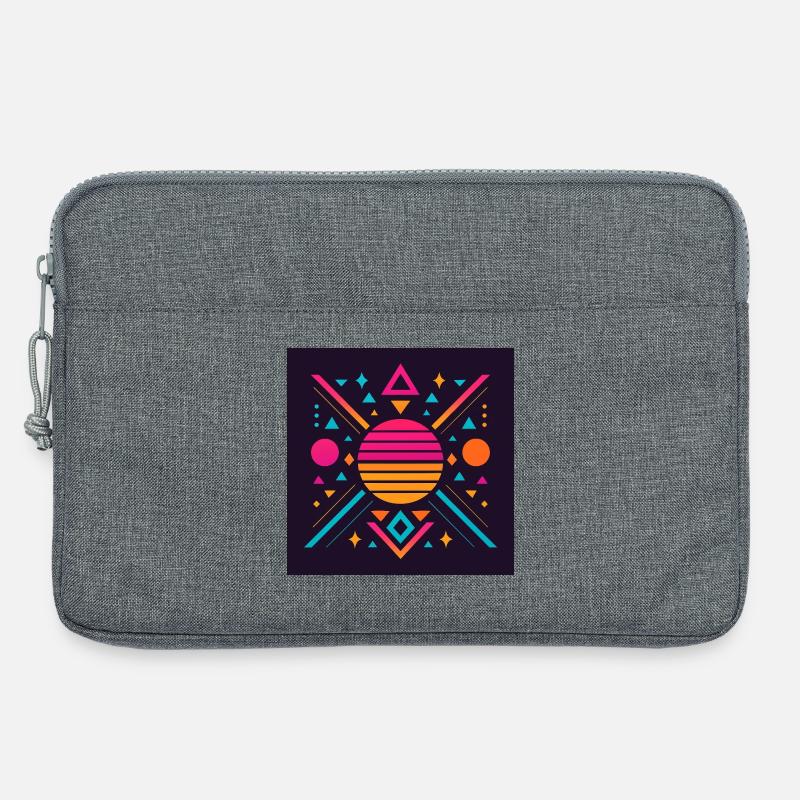 Geometrisches Synthwave-Muster - Laptoptasche 13" - Grau meliert