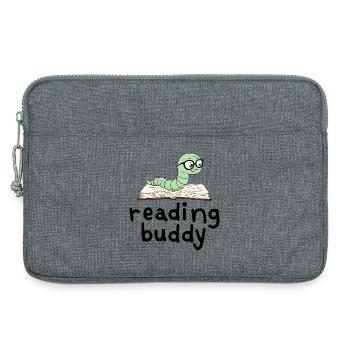 Reading friend Cute bookworm with book - Laptop bag 13" - heather grey - Front