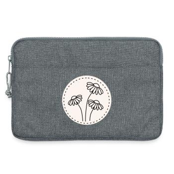 Daisy Line Art – Floral Motif Circle - Laptop bag 13" - heather grey - Front